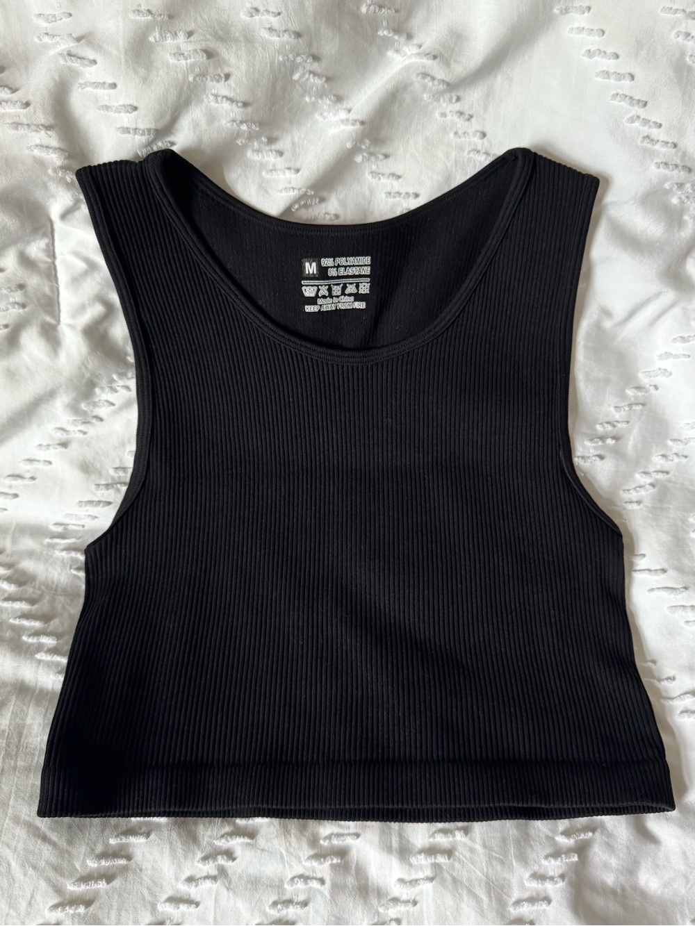 Black Ribbed Tank Crop Top - Women